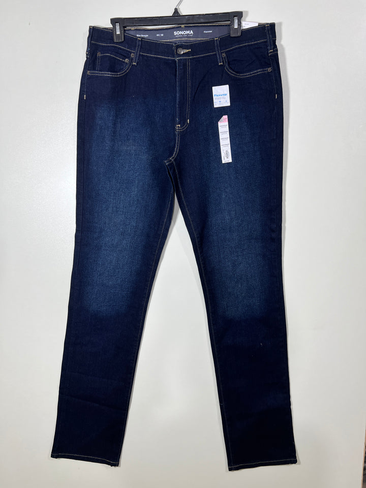 SONOMA SLIM STRAIGHT FLEXWEAR STRETCH WAISTBAND STRETCH FABRIC DENIM PANT BRA NEW WITH STRETCH