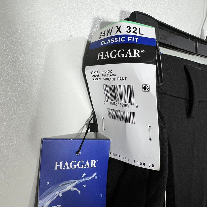 HAGGAR CLASSIC FIT PERFECT FIT WAISTBAND FLEX AND RECOVER SMART WASH DRESS PANT BRA NEW WITH STRETCH