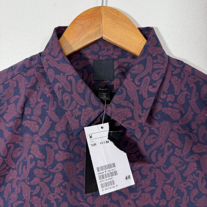 H&M SLIM FIT PRINTED CASUAL COTTON SHIRT BRAND NEW WITH STRETCH