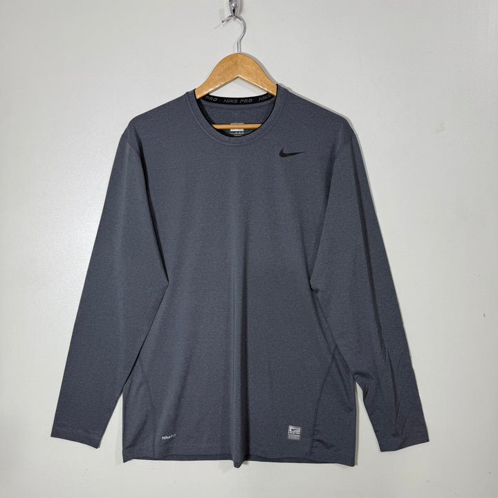 NIKE PRO FITTED LONG SLEEVES SPORT TSHIRT GREY COLOUR