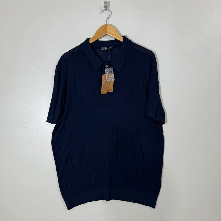 PJ PAUL JONES HALF SLEEVES KNITWEAR POLO COLLAR SWEATER BRAND NEW BLUE COLOUR