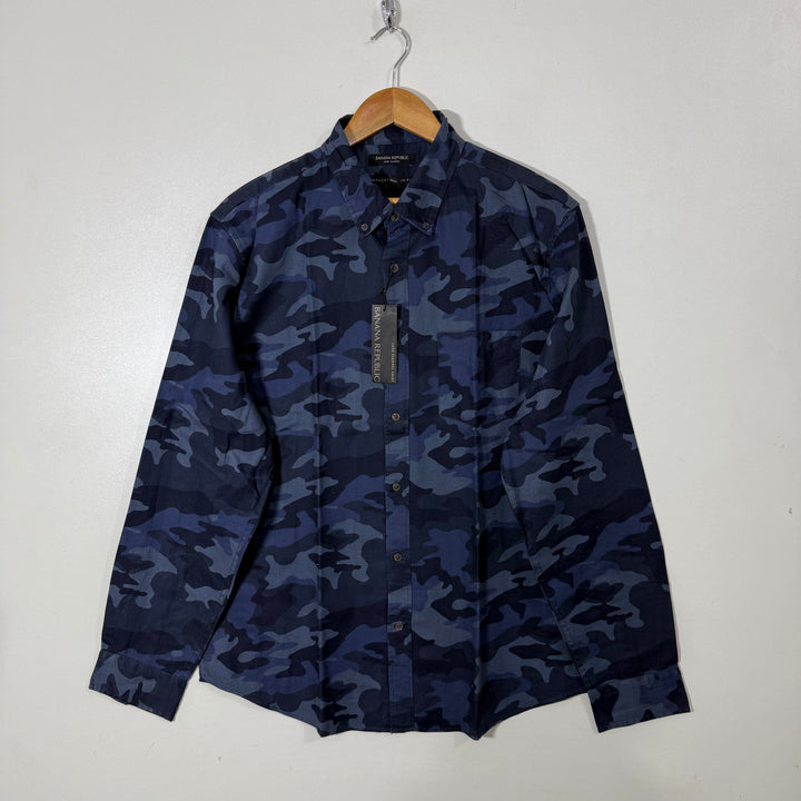 BANANA REPUBLIC SLIM FIT CAMOUFLAGE BUTTON DOWN FLANNEL COTTON SHIRT BRAND NEW