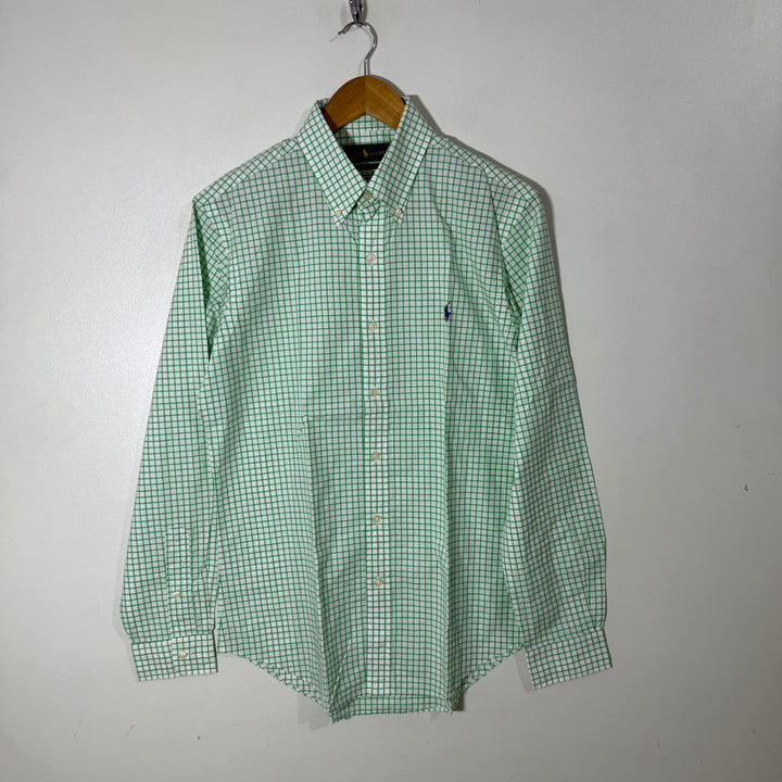 RALPH LAUREN POLO SLIM FIT BUTTON DOWN COTTON CHECKERED SHIRT WITH STRETCH