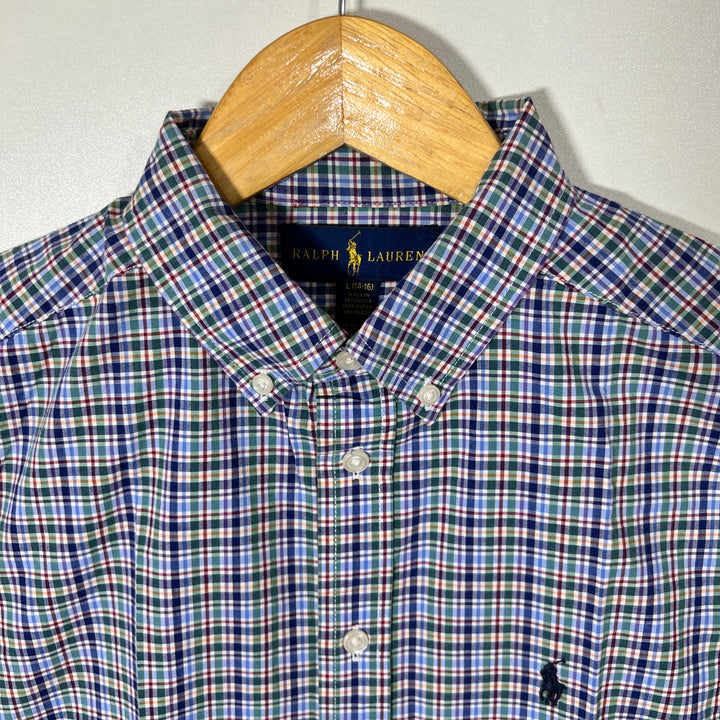 RALPH LAUREN POLO BUTTON DOWN CHECKERED HALF SLEEVES COTTON SHIRT