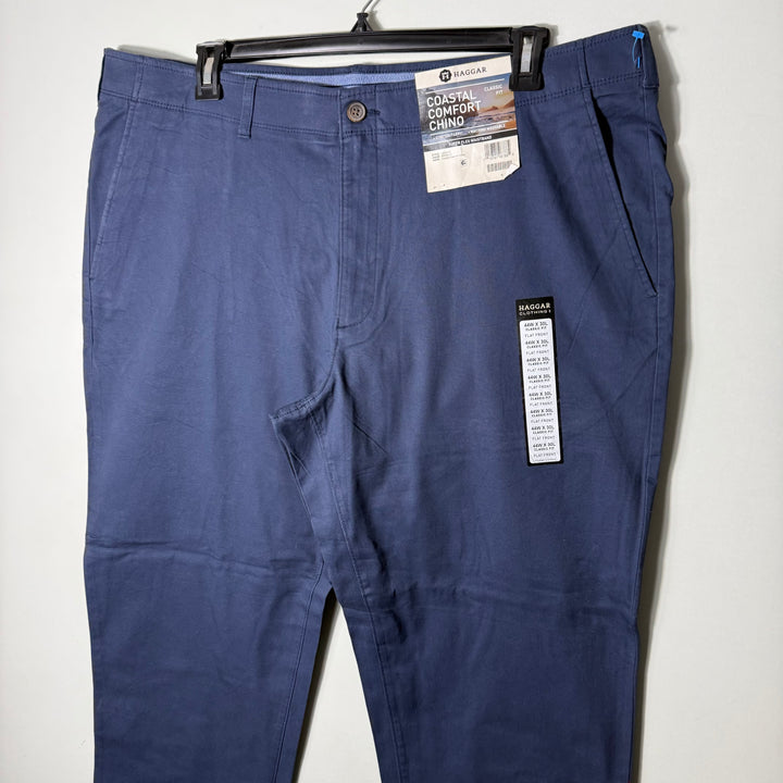 HAGGAR CLASSIC FIT COTTON CHINO PANT BRAND NEW WITH STRETCH BLUE COLOUR