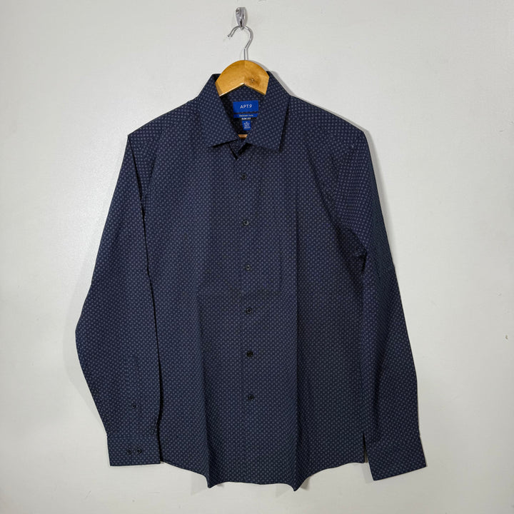 APT.9 SLIM FIT PREMIER FLEX CASUAL COTTON SHIRT WITH STRETCH