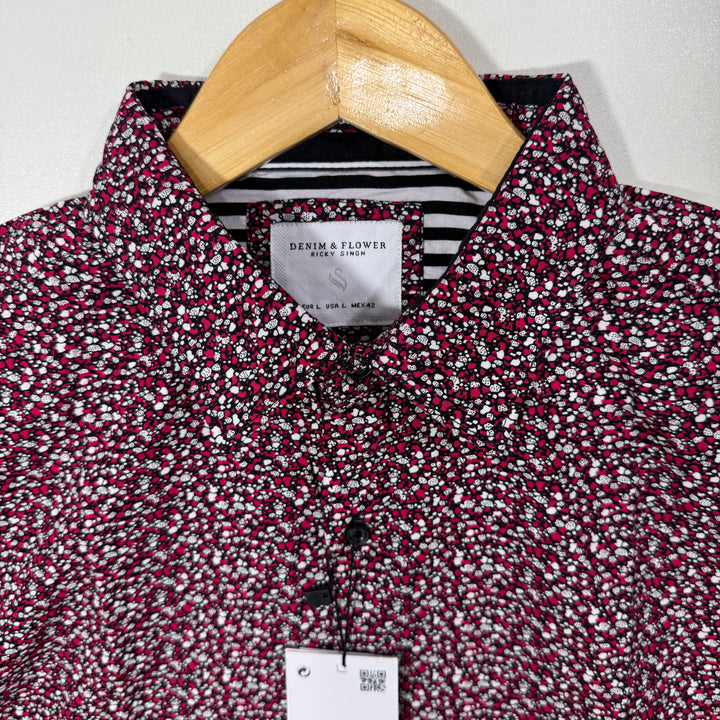 DENIM & FLOWER BUTTON DOWN HALF SLEEVES CITTON SHIRT BRAND NEW