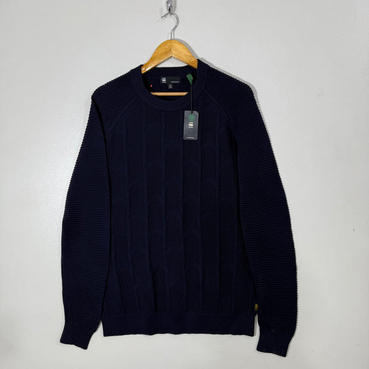 G STAR RAW KNITED COTTON SWEATER BRAND NEW BLUE COLOUR
