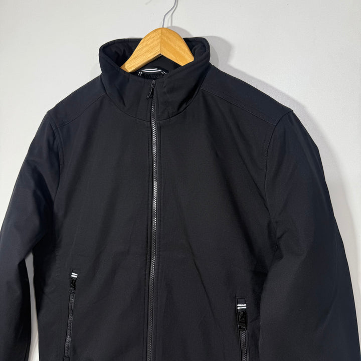 NAUTICA WATER RESISTANT ACTIVE STRETCH WIND RESISTANT SOFT SHELL WINDBREAKER JACKET INNER FLEECE BLACK COLOUR