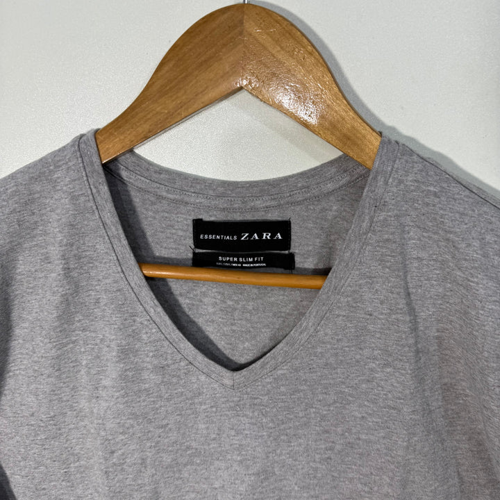 ZARA SIPER SLIM FIT V NECK COTTON TSHIRT