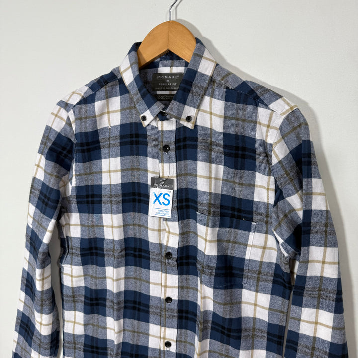 PRIMARK REGULAR FIT BUTTON DOWN FLANNEL COTTON CHECKERED SHIRT BRAND NEW