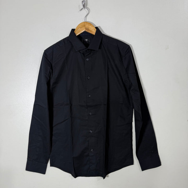H&M SLIM FIT COTTON SHIRT BLACK COLOUR