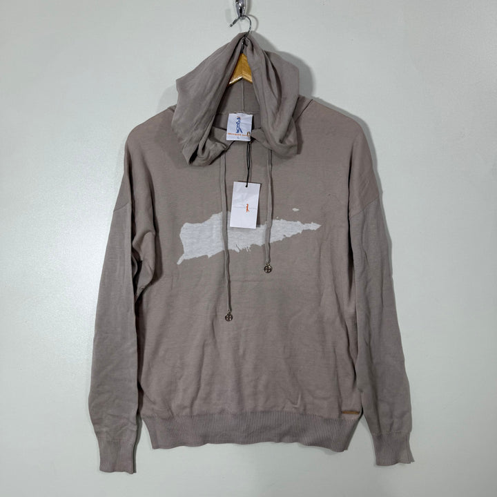 SOUTHERN SAINT KNITTED DROOPED SHOULDER SILK LINEN SWEATER BRAND NEW WITH HOOD