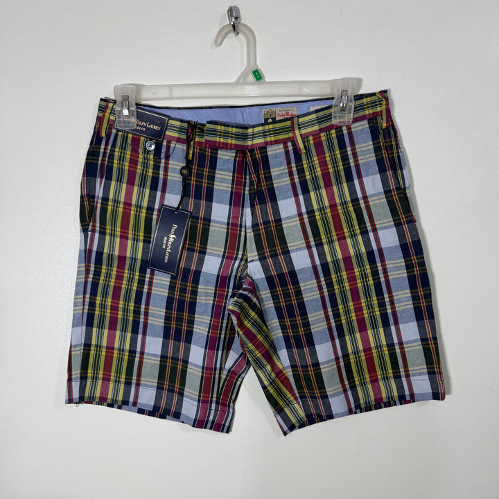 RALPH LAUREN POLO SLIM FIT CHECKERED COTTON SHORT BRAND NEW