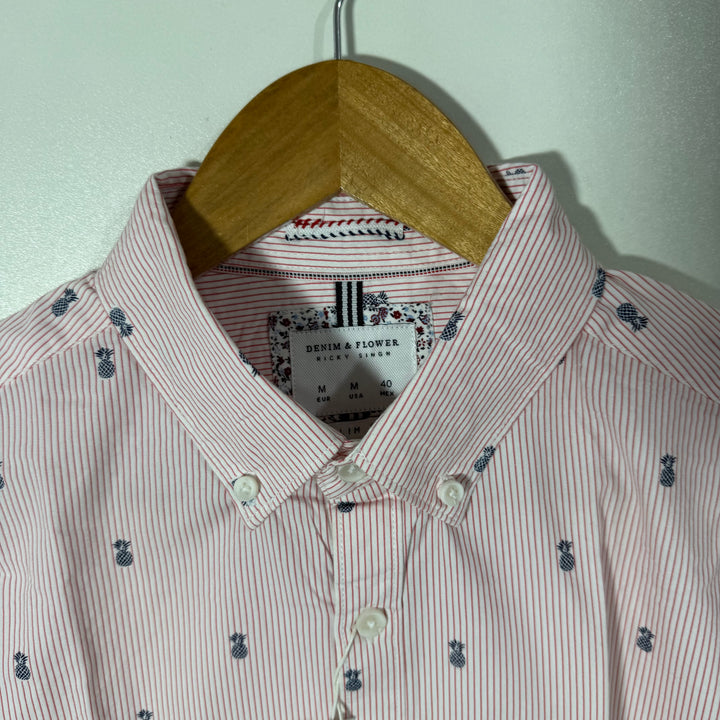 DENIM & FLOWER BUTTON DOWN HALF SLEEVES SHIRT BRAND NEW