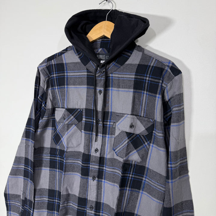 CALIVILLE DOUBLE POCKETS FLANNEL COTTON SHIRT BRAND NEW WITH HOOD