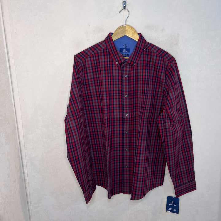 GEORGE CLASSIC FIT BUTTON DOWN CHECKERED SHIRT BRAND NEW - JS BROTHERS 