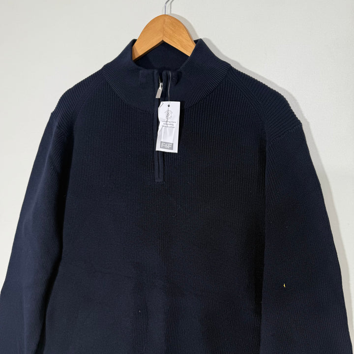 F&F HALF ZIP KNITWEAR COTTON SWEATER BRAND NEW BLUE COLOUR