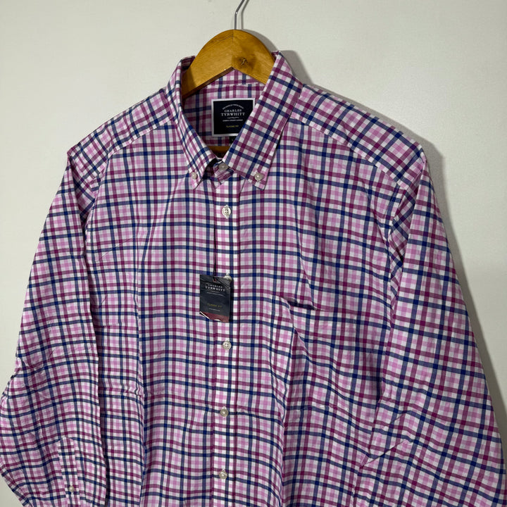 CHARLES TRY WHITT CLASSIC FIT BUTTON DOWN CHECKERED SHIRT BRAND NEW