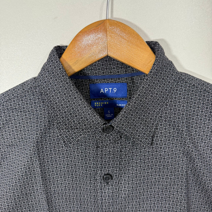 APT.9 PRINTED HALF SLEEVES COTTON SHIRT GREY COLOUR