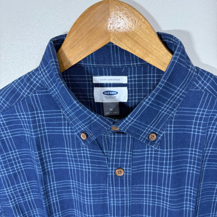 OLD NAVY SLIM FIT BUTTON DOWN COTTON CHECKERED SHIRT BRAND NEW