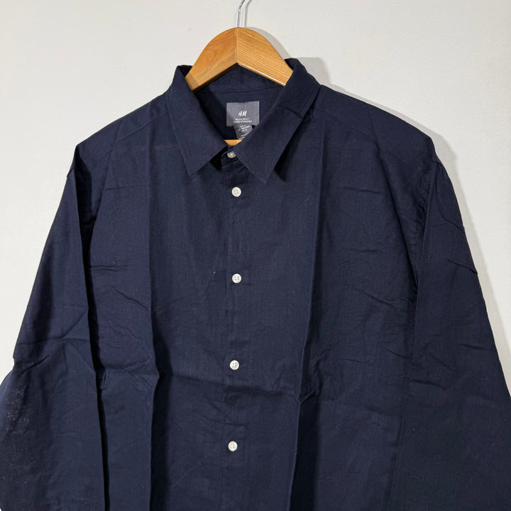 H&M REGULAR FIT COTTON LINEN SHIRT BLUE COLOUR