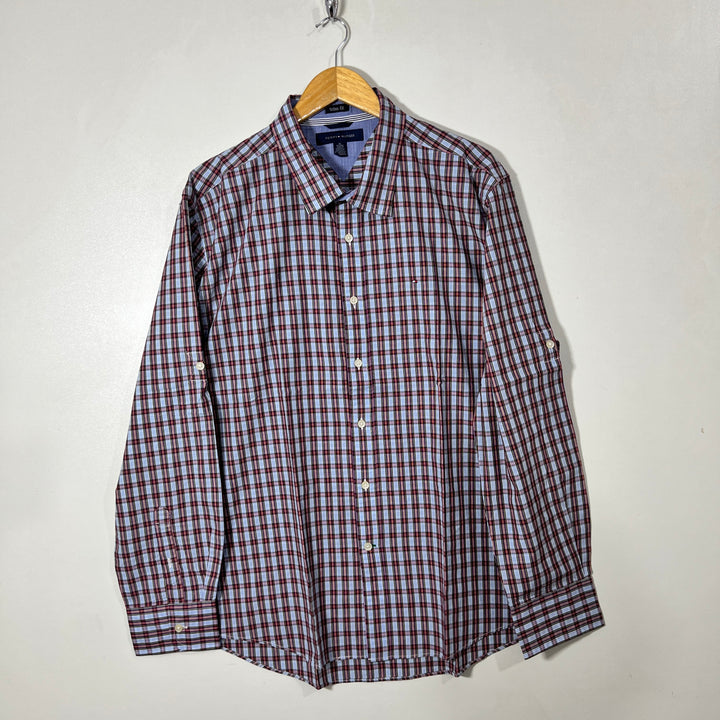 TOMMY HILFIGER TRIM FIT CHECKERED CASUAL COTTON SHIRT