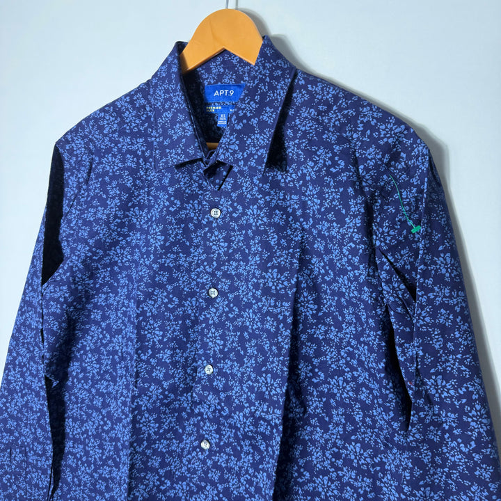 APT.9 SLIM FIT PRINTED COTTON SHIRT