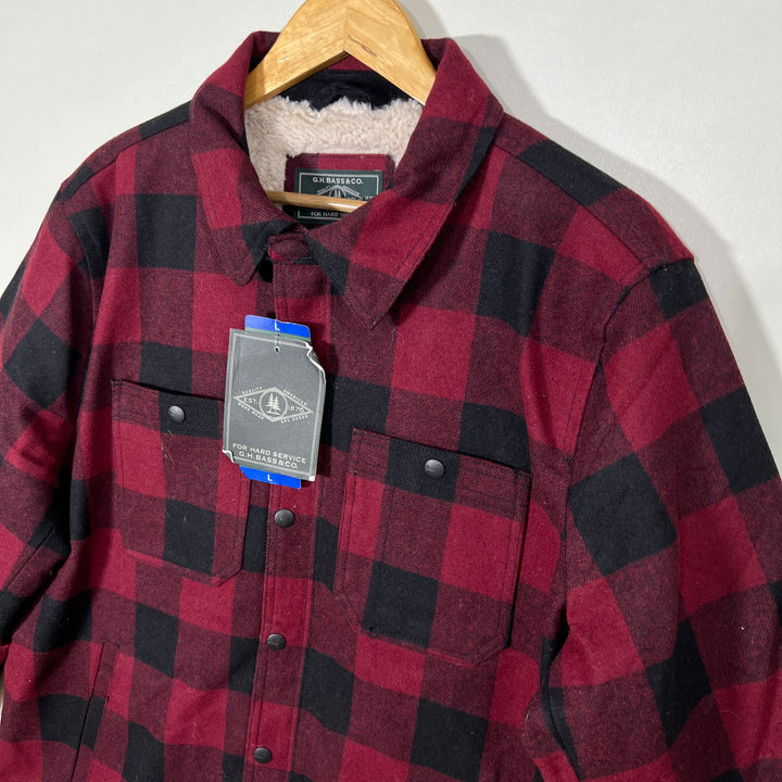 G.H.BASS & CO DOUBLE POCKETS FLANNEL JACKET INNER SHERPA LINNED BRAND NEW