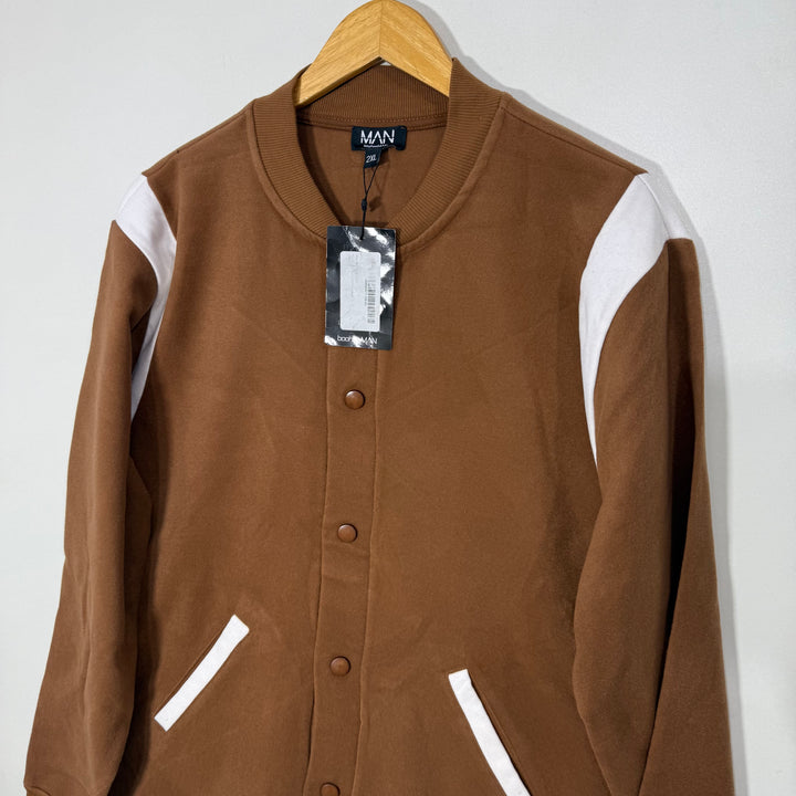 BOOHOOMAN BEN COLLAR FLEECE VARSITY JACKET BRAND NEW