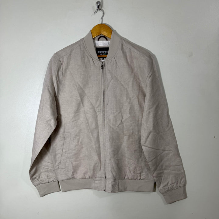 BONOBO LINEN BEN COLLAR BOMBER JACKET