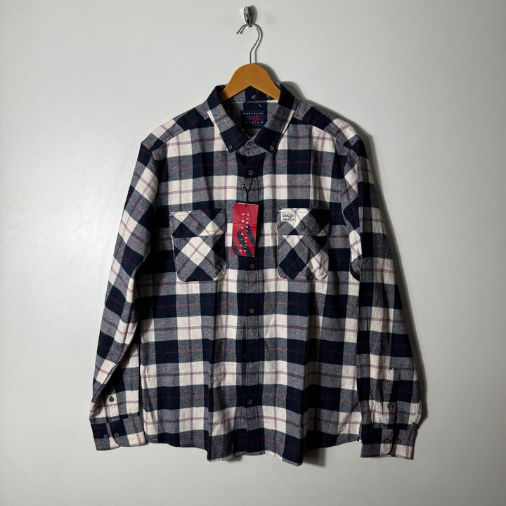 PERRY ELLIS BUTTON DOWN DOUBLE POCKETS FLANNEL COTTON SHIRT BRAND NEW