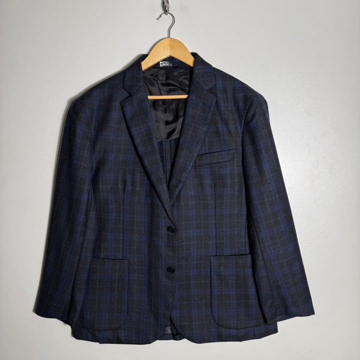 G MANZONI LANIFICIO DI PRAY MADE IN ITALY WOOL CHECKERED BLAZER COAT