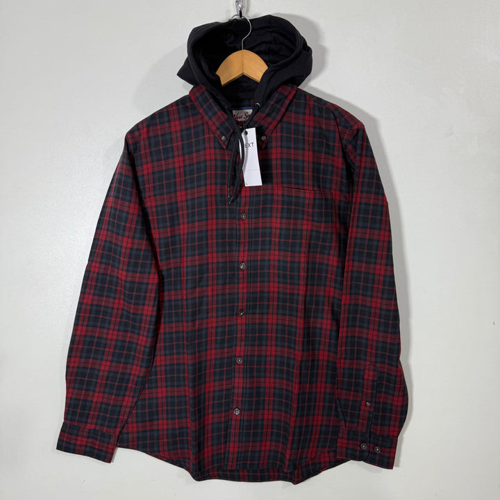 NEXT SUPPLY BUTTON DOWN CHECKERED SHIRT BRAND NEW WITH HOOD
