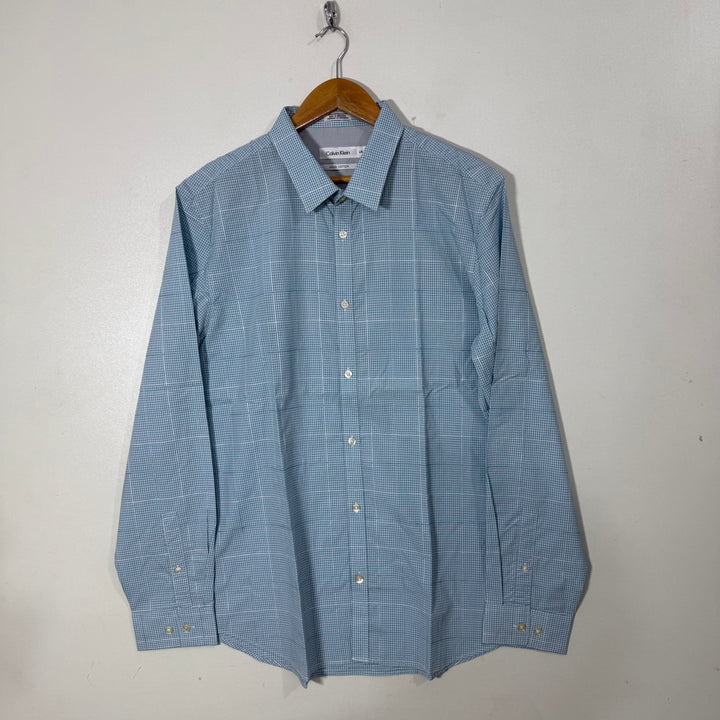 CALVIN KLEIN CHECKERED LIQUID COTTON SHIRT