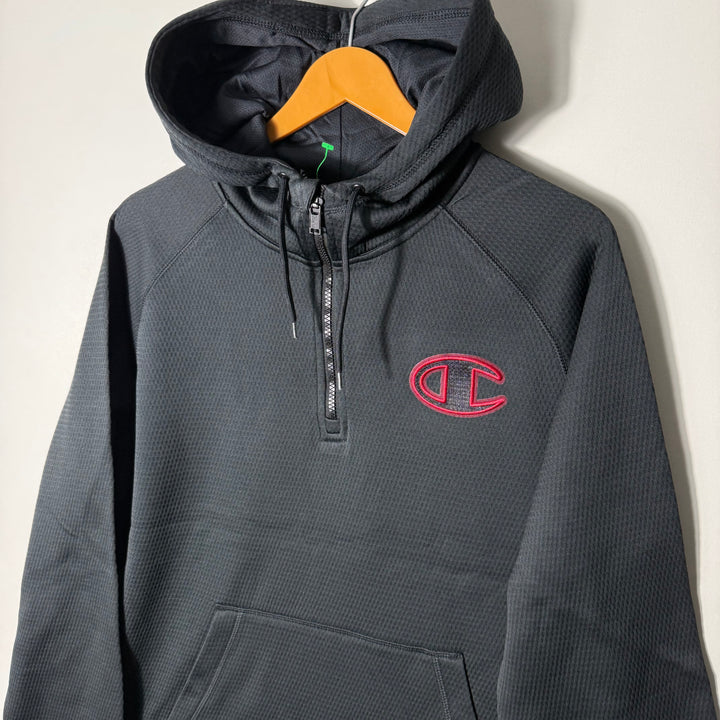 CHAMPION HALF ZIP SPORT HOODIE INNER FLEECE DARK GREY COLOUR