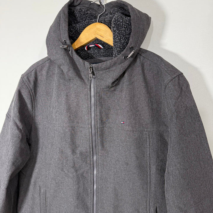 TOMMY HILFIGER SOFT SHELL WINDBREAKER JACKET INNER FLEECE WITH HOOD