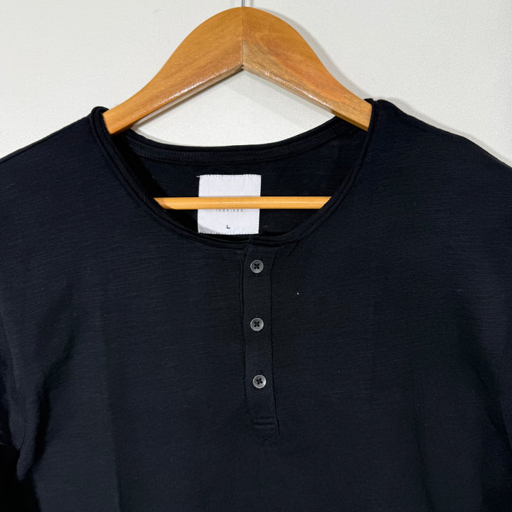 CLAYTON INSPIRED HENLEY COTTON TSHIRT BLACK COLOUR FIT