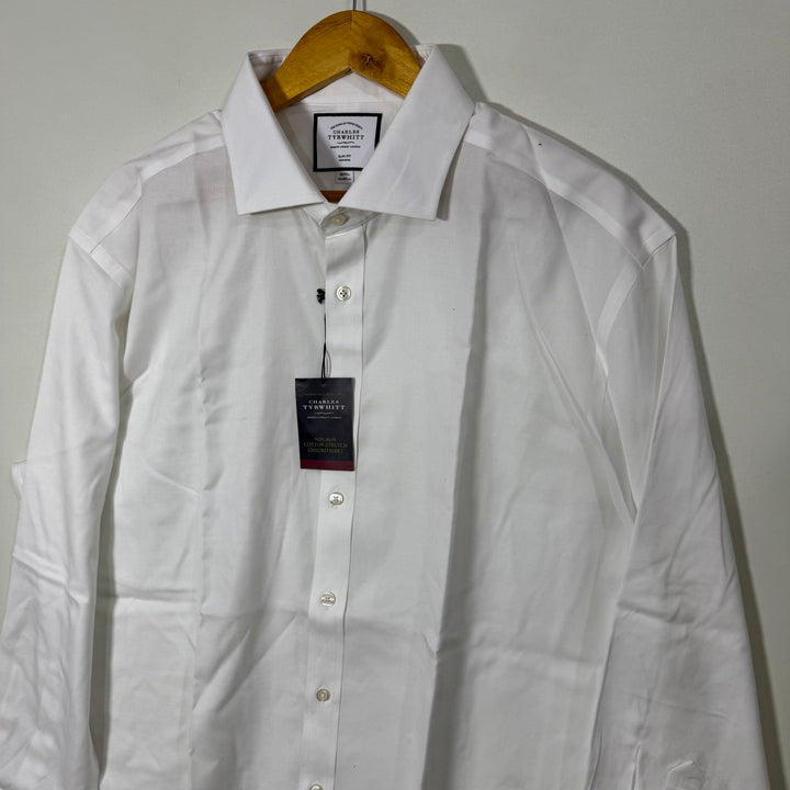 CHARLES TYRWHITT NON IRON COTTON STRETCH OXFORD SHIRT BRAND NEW WHITE COLOUR