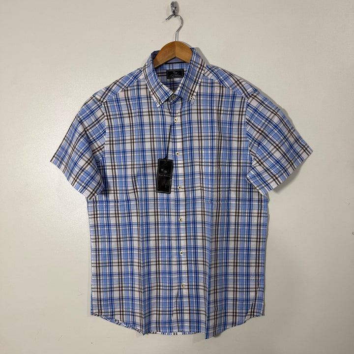 CARL WILLIA BUTTON DOWN HALF SLEEVES COTTON SHIRT BRAND NEW
