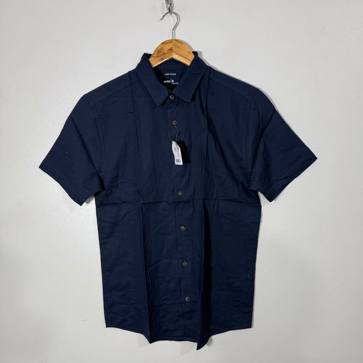 ANKO HALF SLEEVES LINEN BLEND SHIRT BRAND NEW BLUE COLOUR