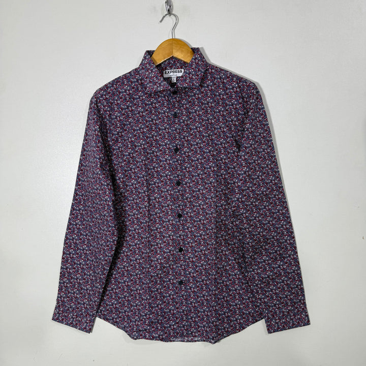 APT.9 SLIM FIT PRINTED COTTON SHIRT