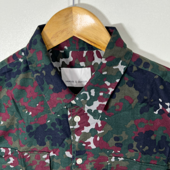 SAMSOE SAMSOE CAMOUFLAGE DOUBLE POCKETS CASUAL COTTON SHIRT