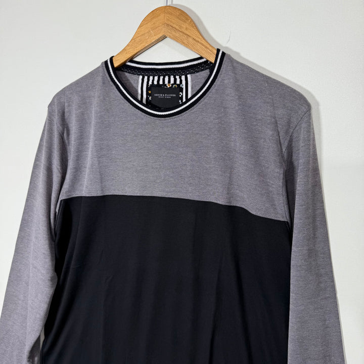 DENIM & FLOWER LONG SLEEVES COTTON TSHIRT