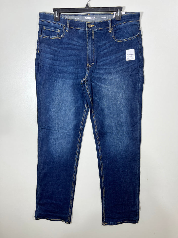 SONOMA COMFORT FLEX WAISTBAND STRAIGHT FIT FLEX WEAR DENIM PANT BRAND NEW WITH STRETCH