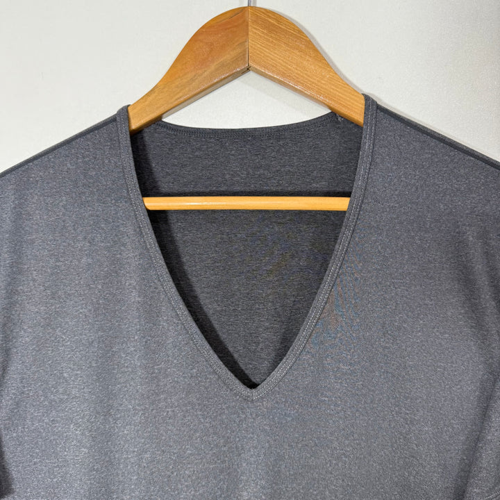 UNIQLO V NECK RUNNING SPORT TSHIRT GREY COLOUR