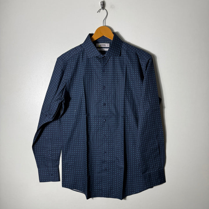 MURANO PRINTED SLIM FIT COTTON SHIRT BLUE COLOUR