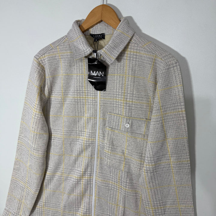 BOOHOOMAN CHECKERED FULL ZIP SHIRT JACKET BRAND NEW
