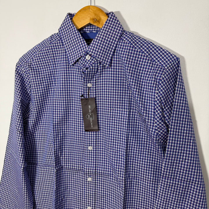 BLACK BROWN BUTTON DOWN CHECKERED SHIRT BRAND NEW