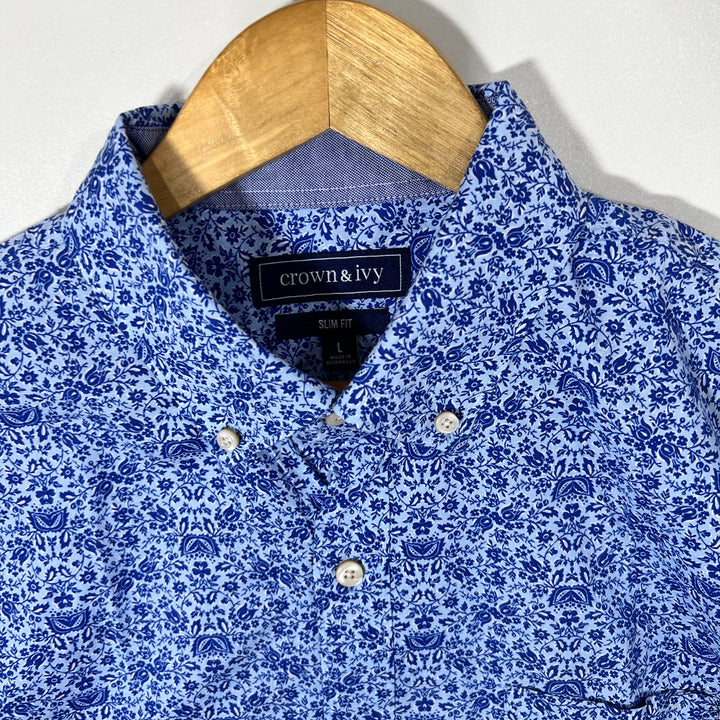 CROWN IVY BUTTON DOWN CASUAL COTTON SHIRT